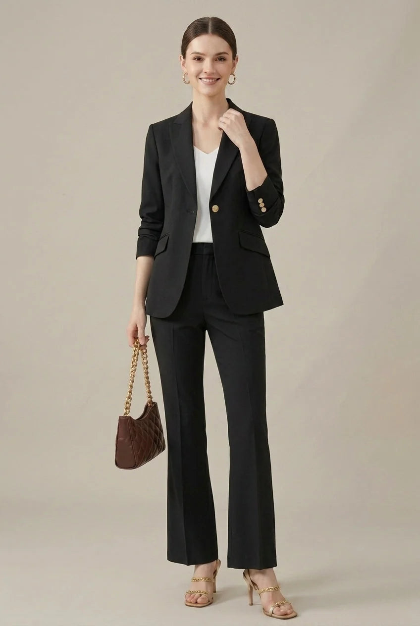 Women's Tailored Shawl Collar Blazer and Trouser Set