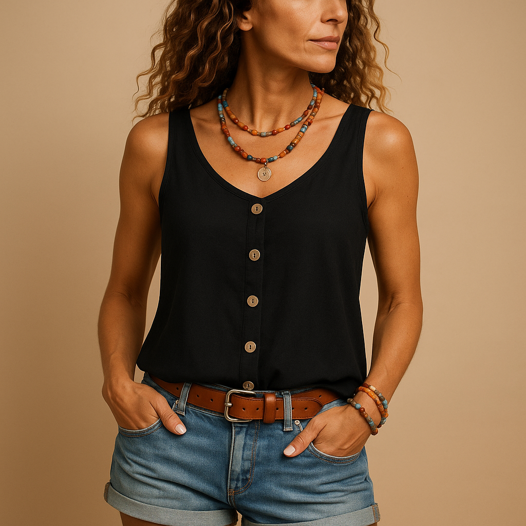 Women's Tank Top Airy V-Neck Sleeveless Summer Style