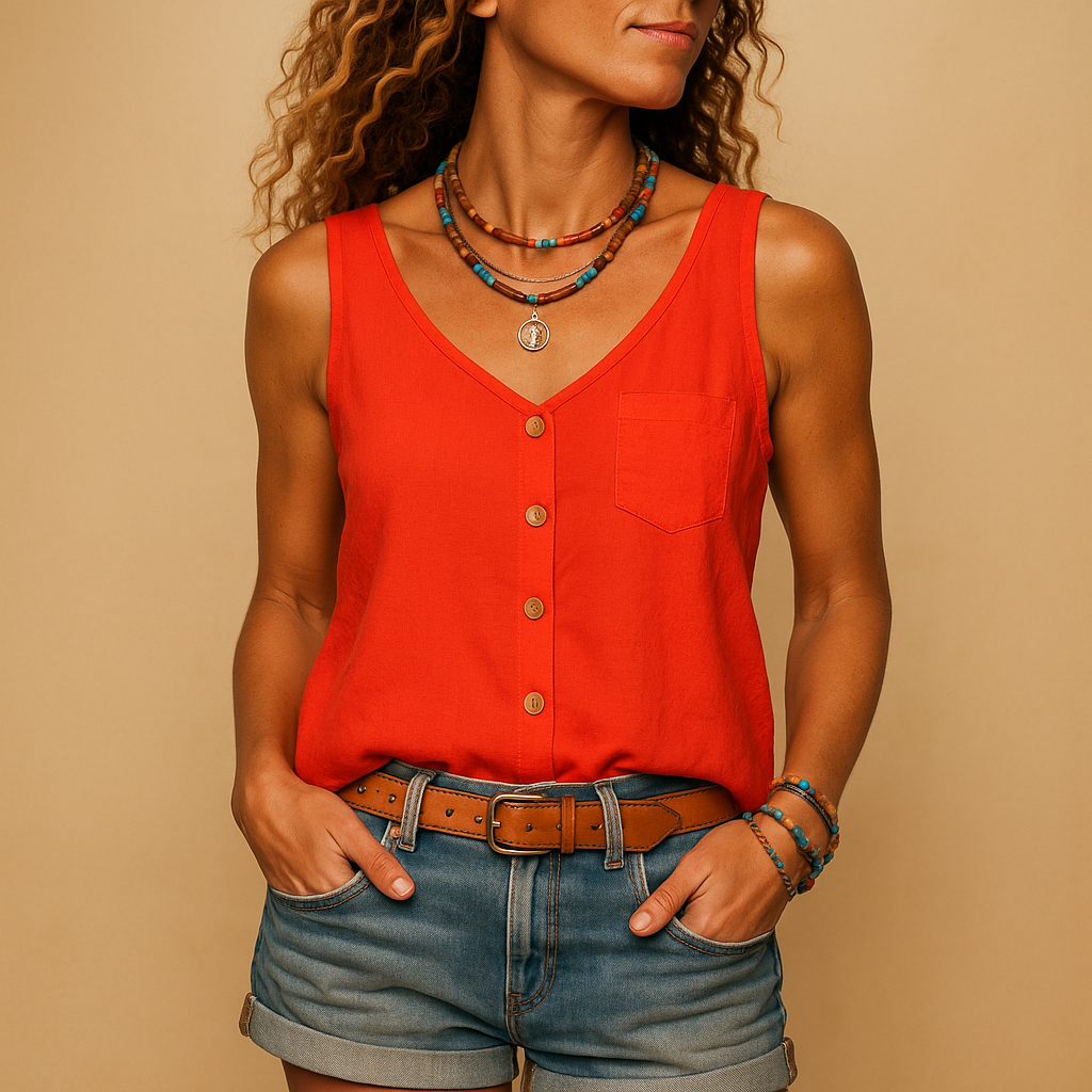 Women's Tank Top Airy V-Neck Sleeveless Summer Style