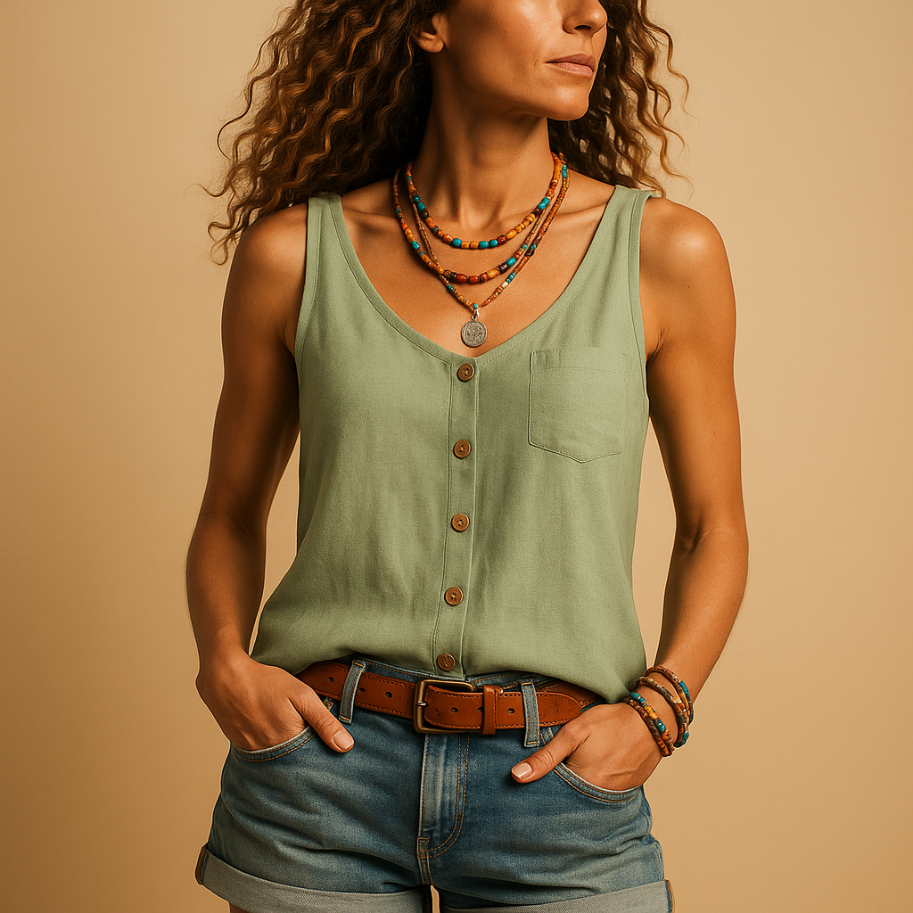 Women's Tank Top Airy V-Neck Sleeveless Summer Style