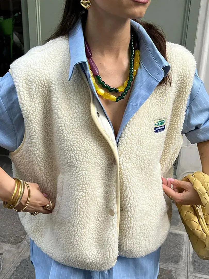 Women's Teddy Fleece Open-Front Vest 0
