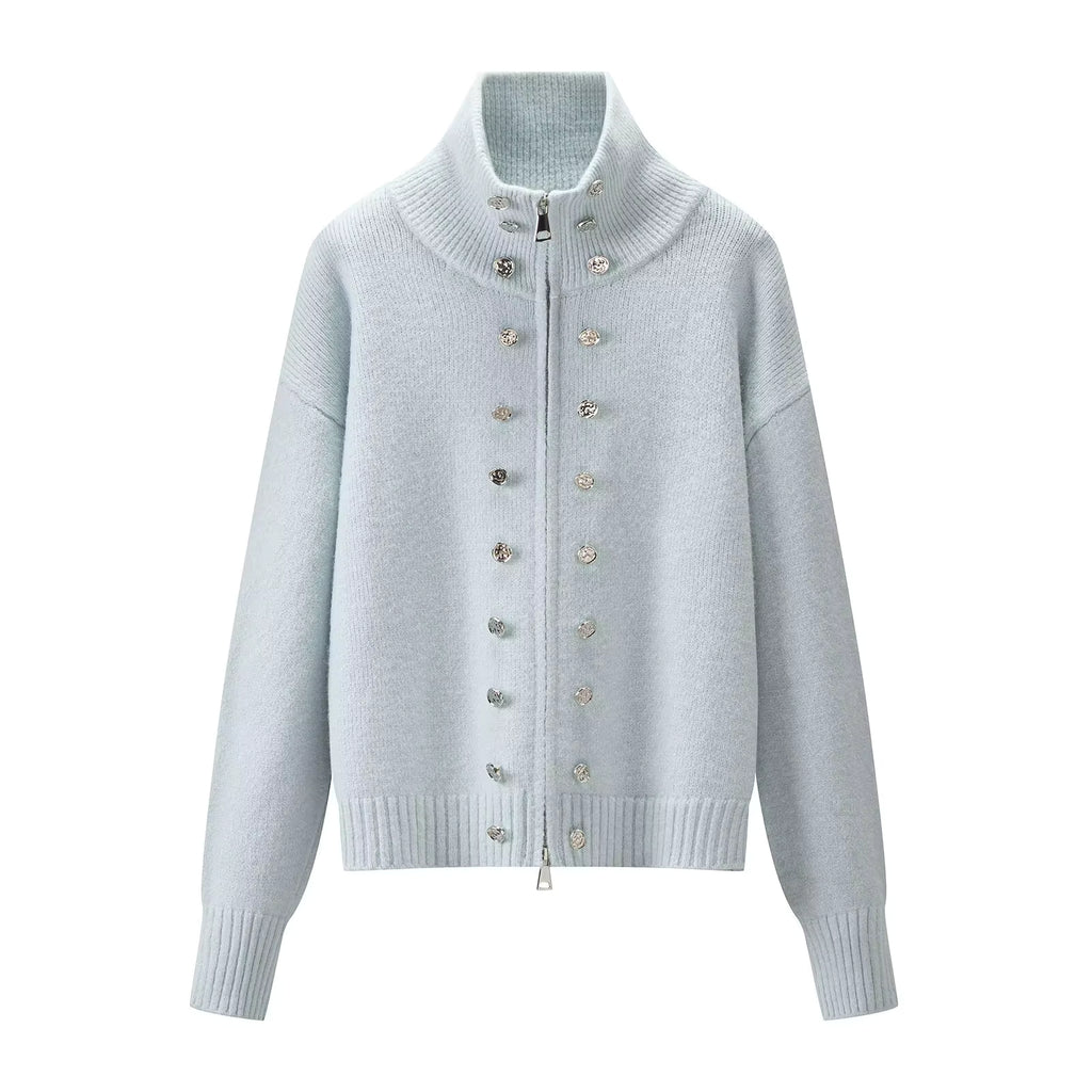 Women's Turtleneck Cardigan Jacket for Cozy Winter Style
