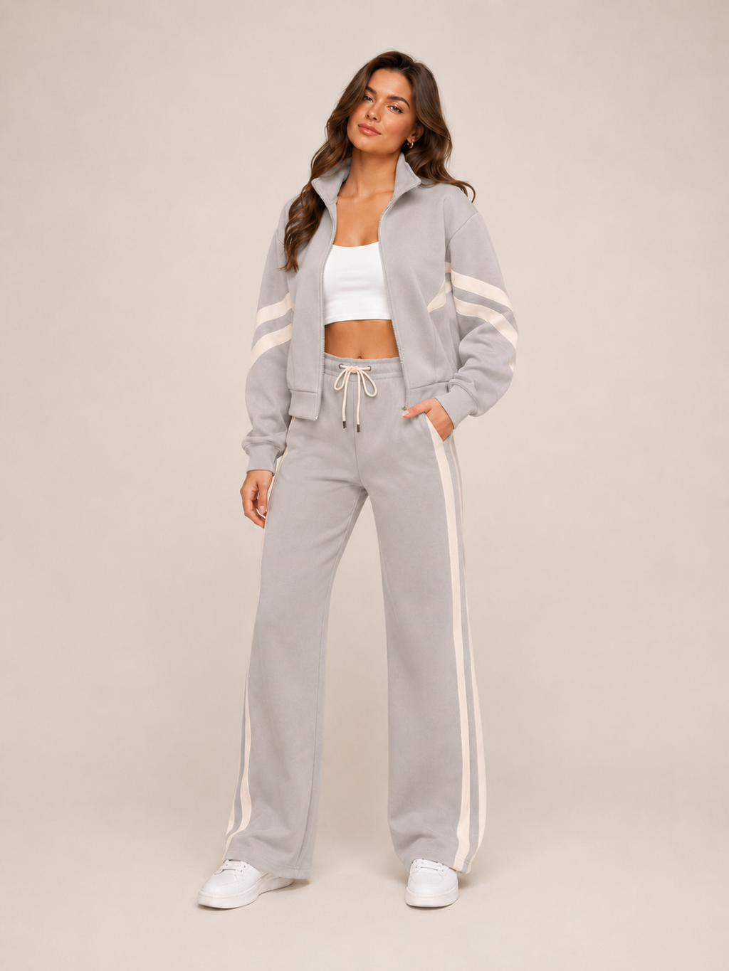 Women's Two-Piece Training Set with Stripes
