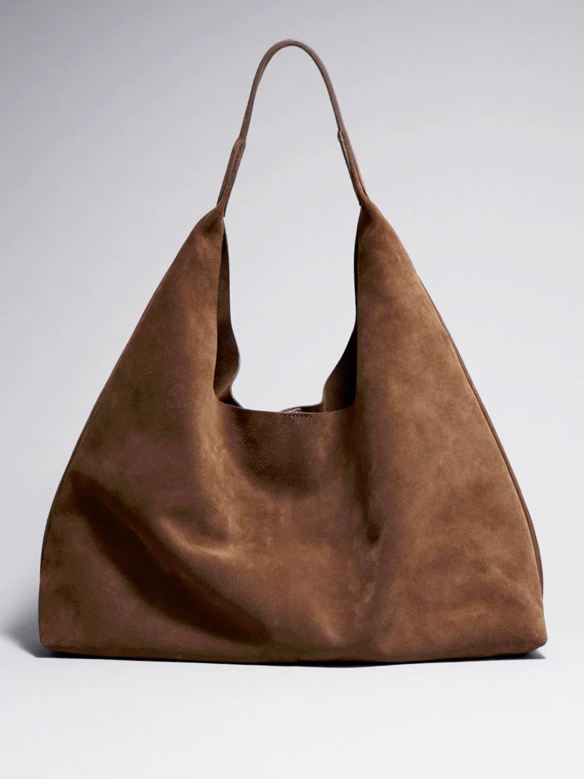 Women's Vegan Suede Tote Bag with Triangular Silhouette