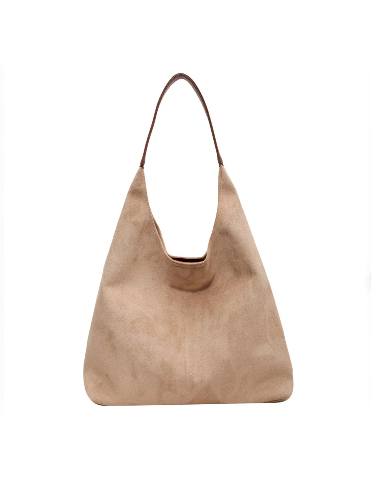 Women's Vegan Suede Tote Bag with Triangular Silhouette