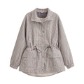Women's Vintage Plaid Waist-Cinched Jacket