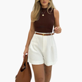 Women's Wide-Leg Pleated Shorts