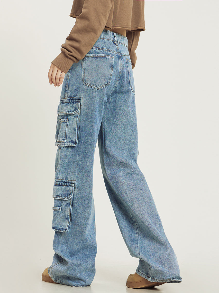 Women's Wide Leg Cargo Jeans