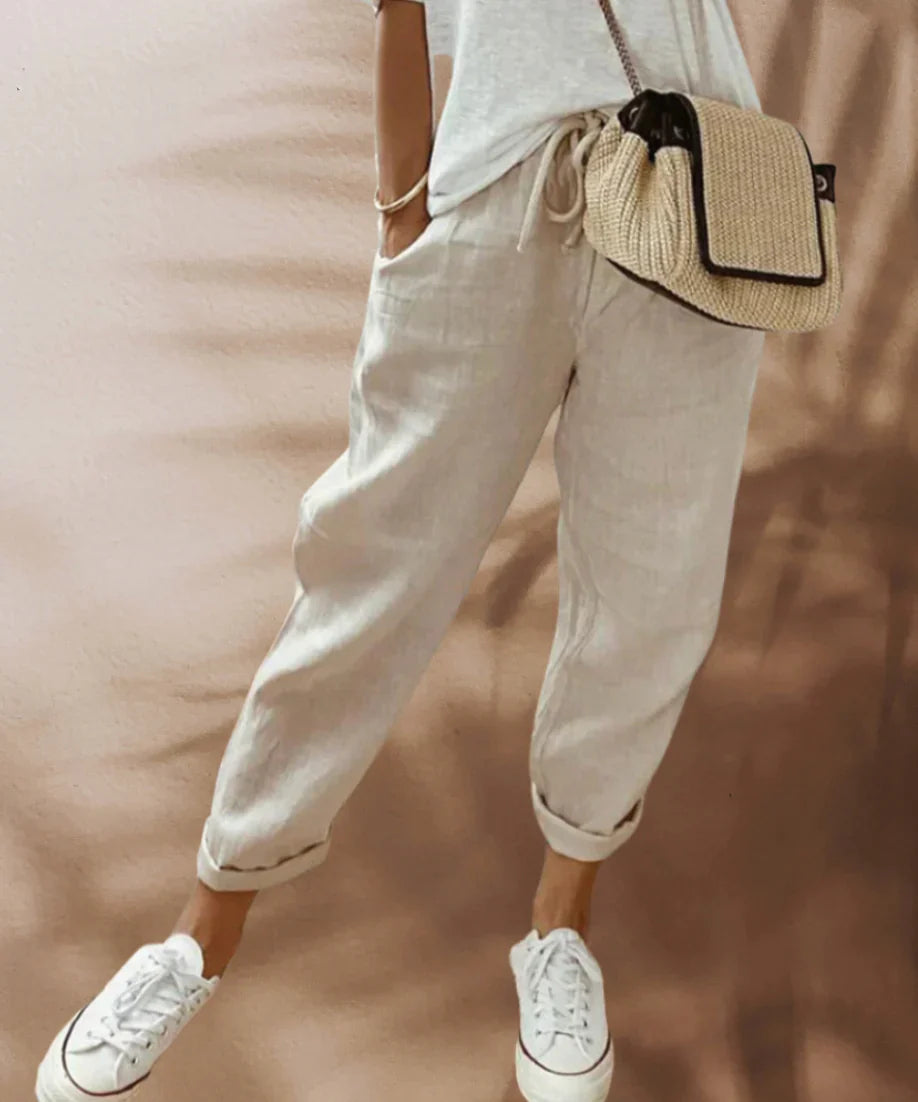 Women's Wide Leg Linen Trousers