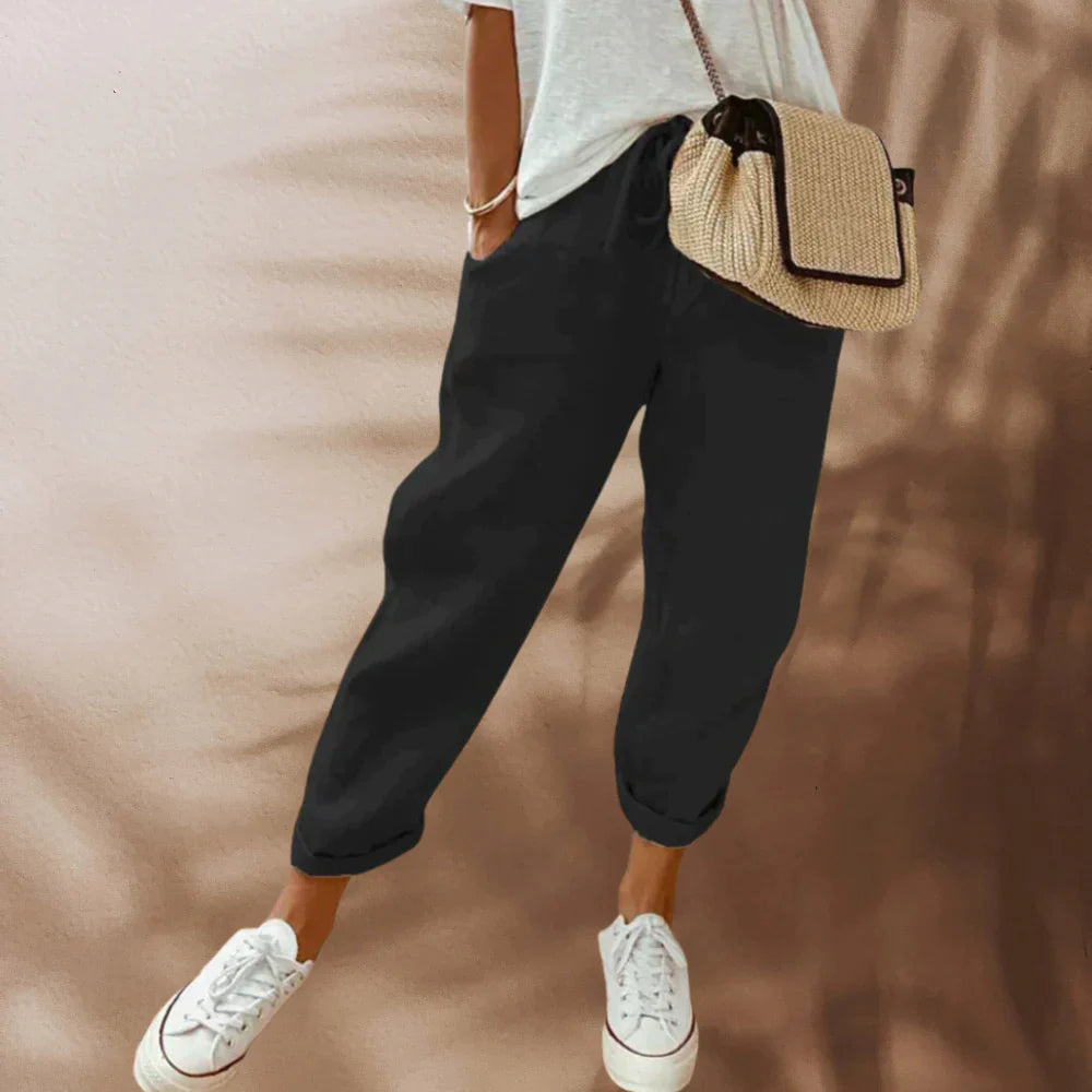 Women's Wide Leg Linen Trousers