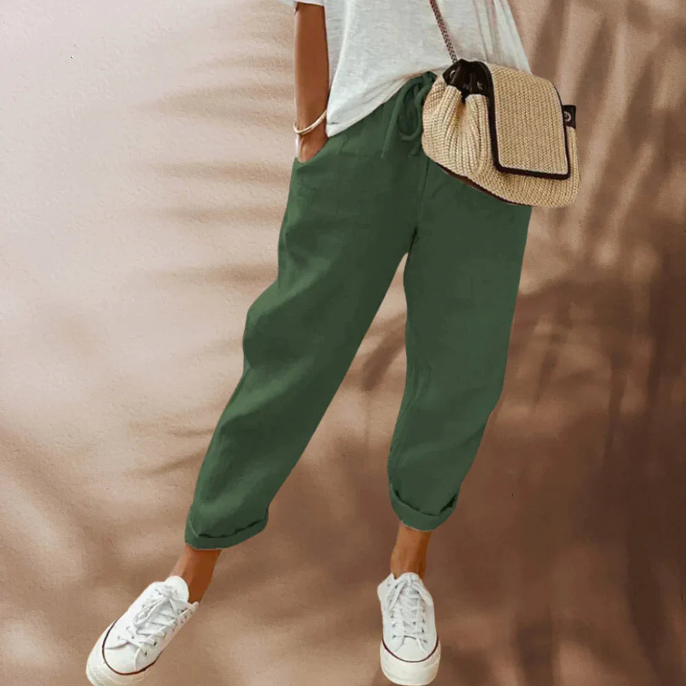 Women's Wide Leg Linen Trousers