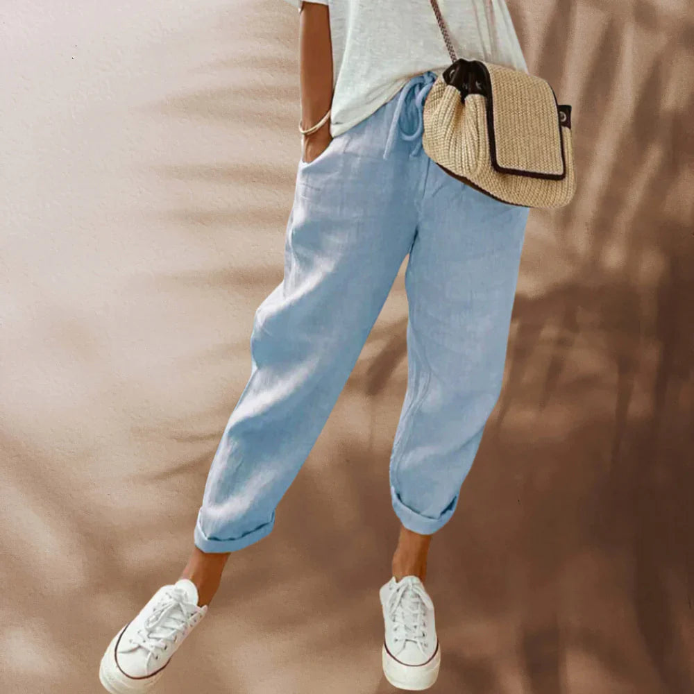 Women's Wide Leg Linen Trousers