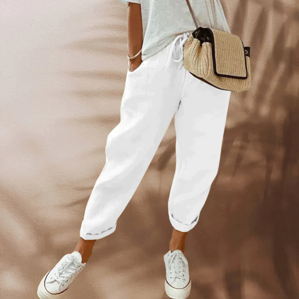 Women's Wide Leg Linen Trousers