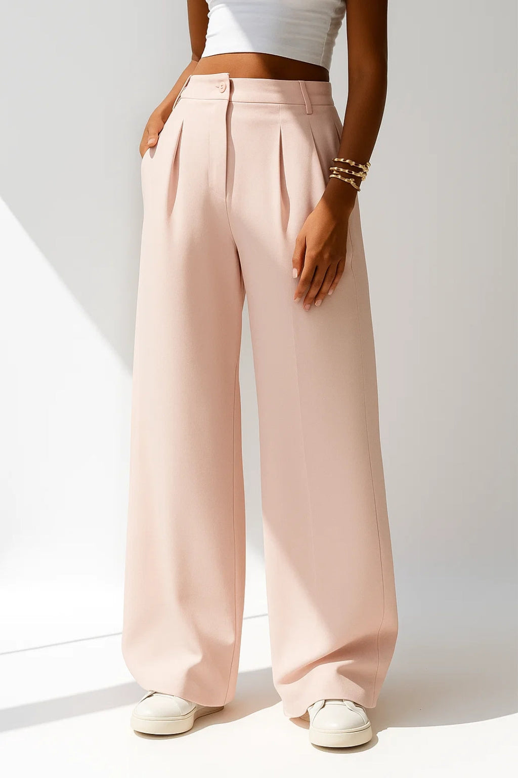 Women's Wide Leg Palazzo Trousers with High Waist Design
