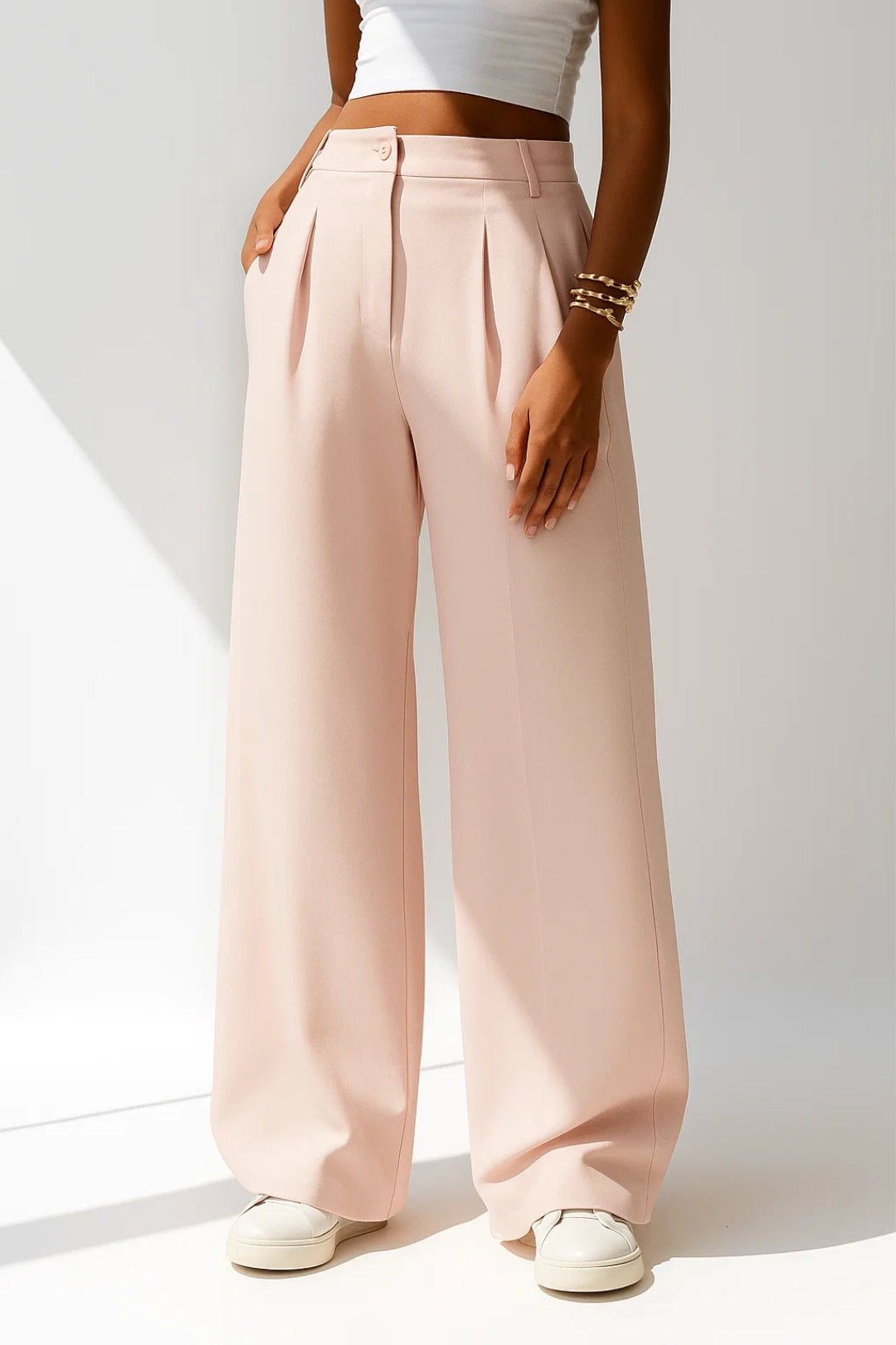 Women's Wide Leg Palazzo Trousers with High Waist Design