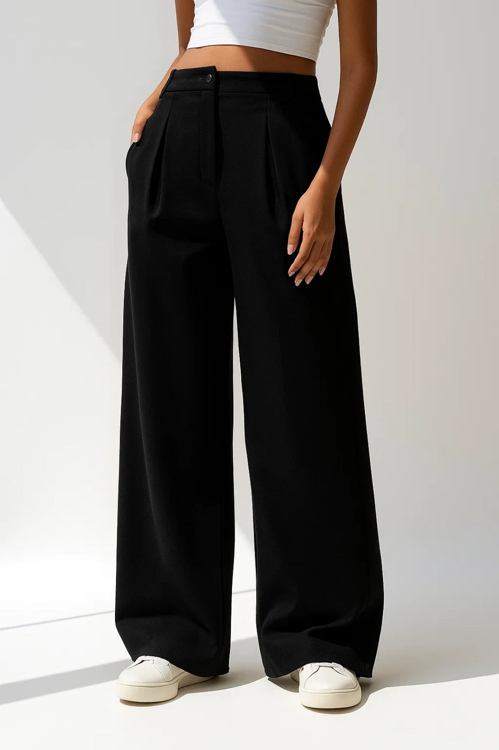 Women's Wide Leg Palazzo Trousers with High Waist Design