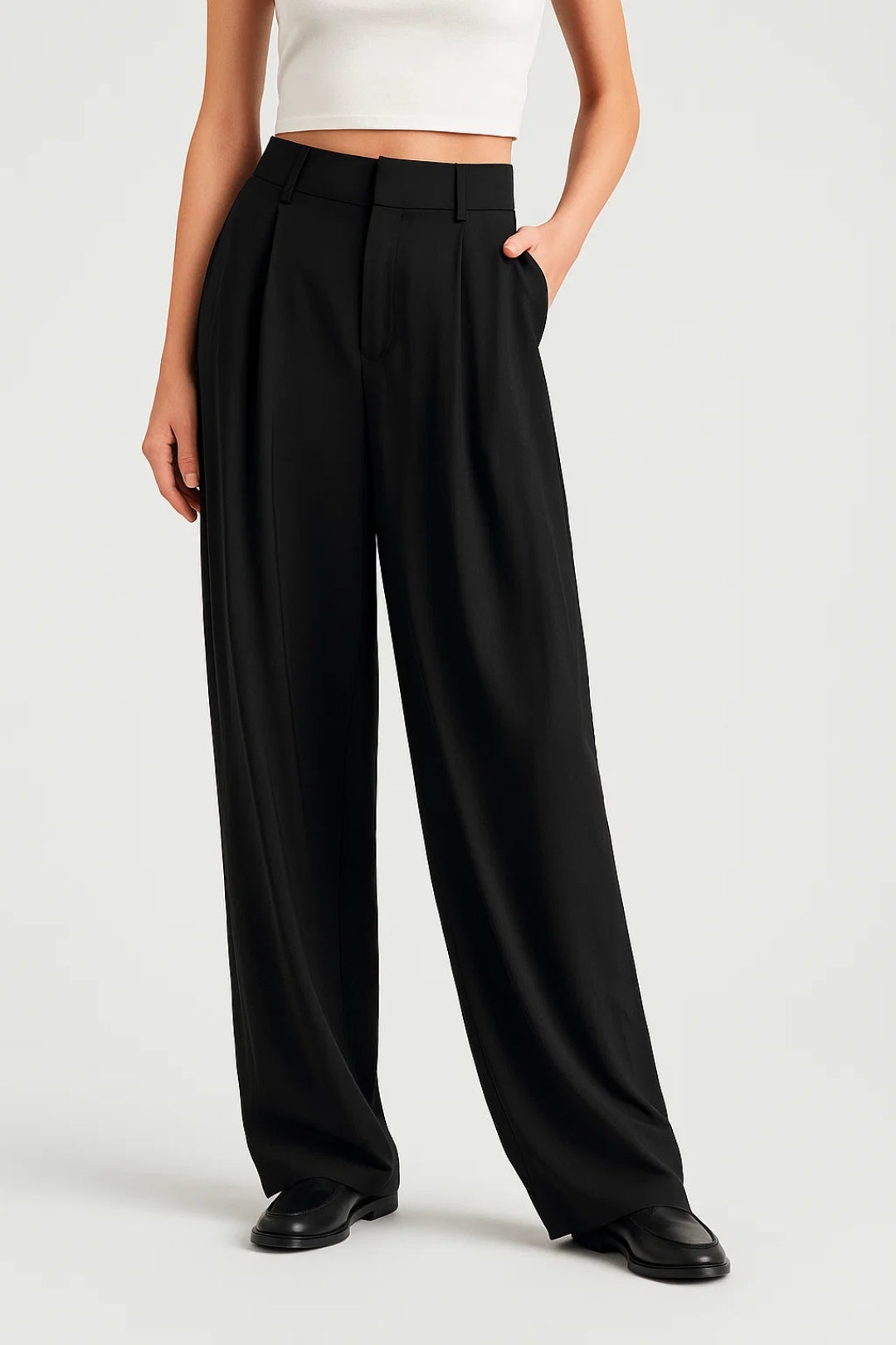 Women's Wide Leg Trousers – High Waist Design for Elegant Winter Style