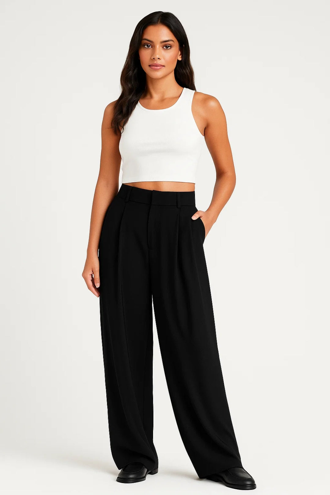 Women's Wide Leg Trousers – High Waist Design for Elegant Winter Style