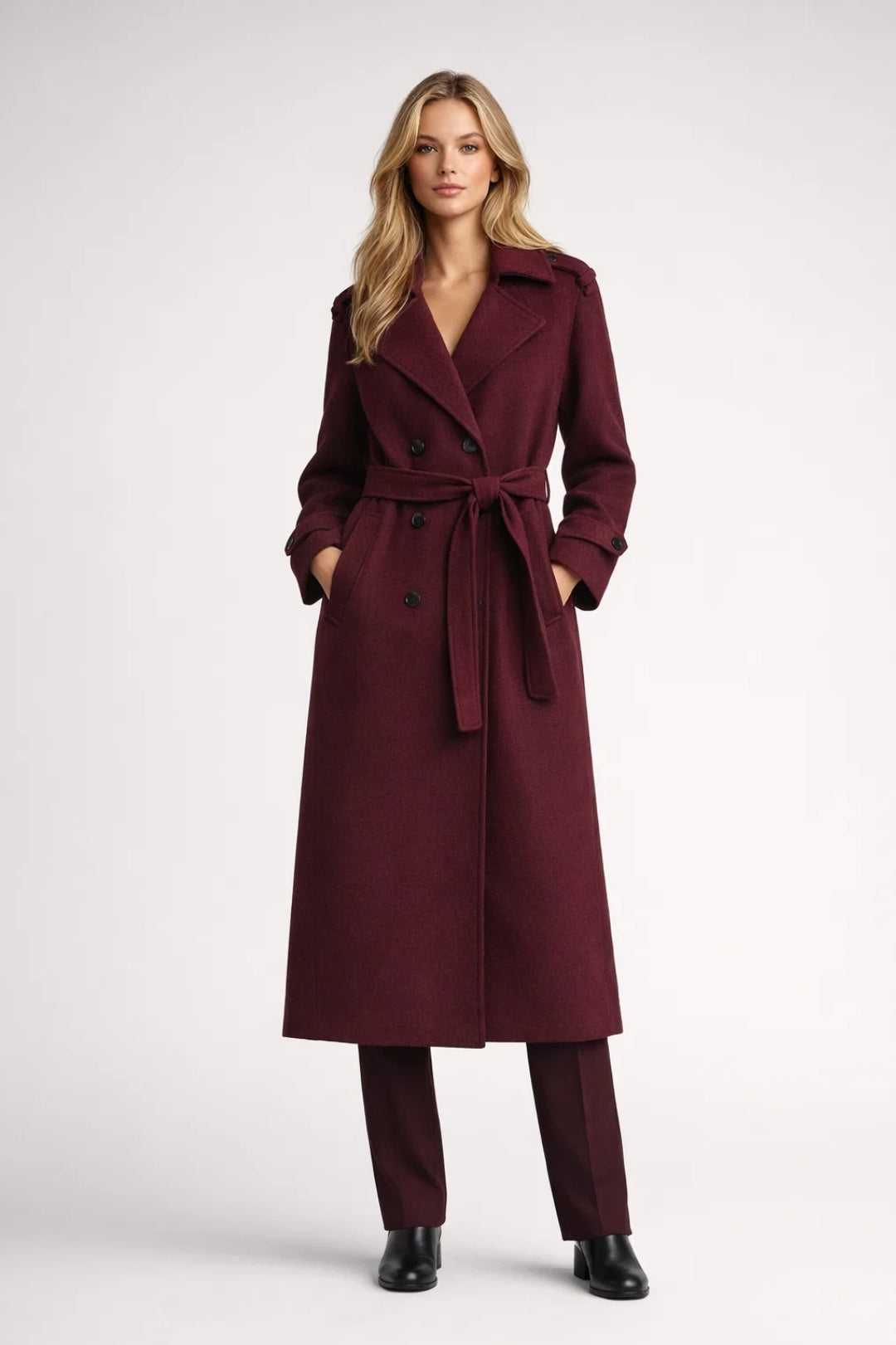 Women's Autumn Coat – Elegant Fitted Design with Belt