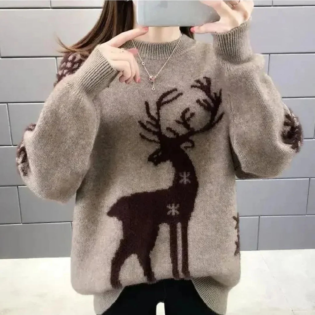 Women’s Winter Sweater with Reindeer Pattern 2