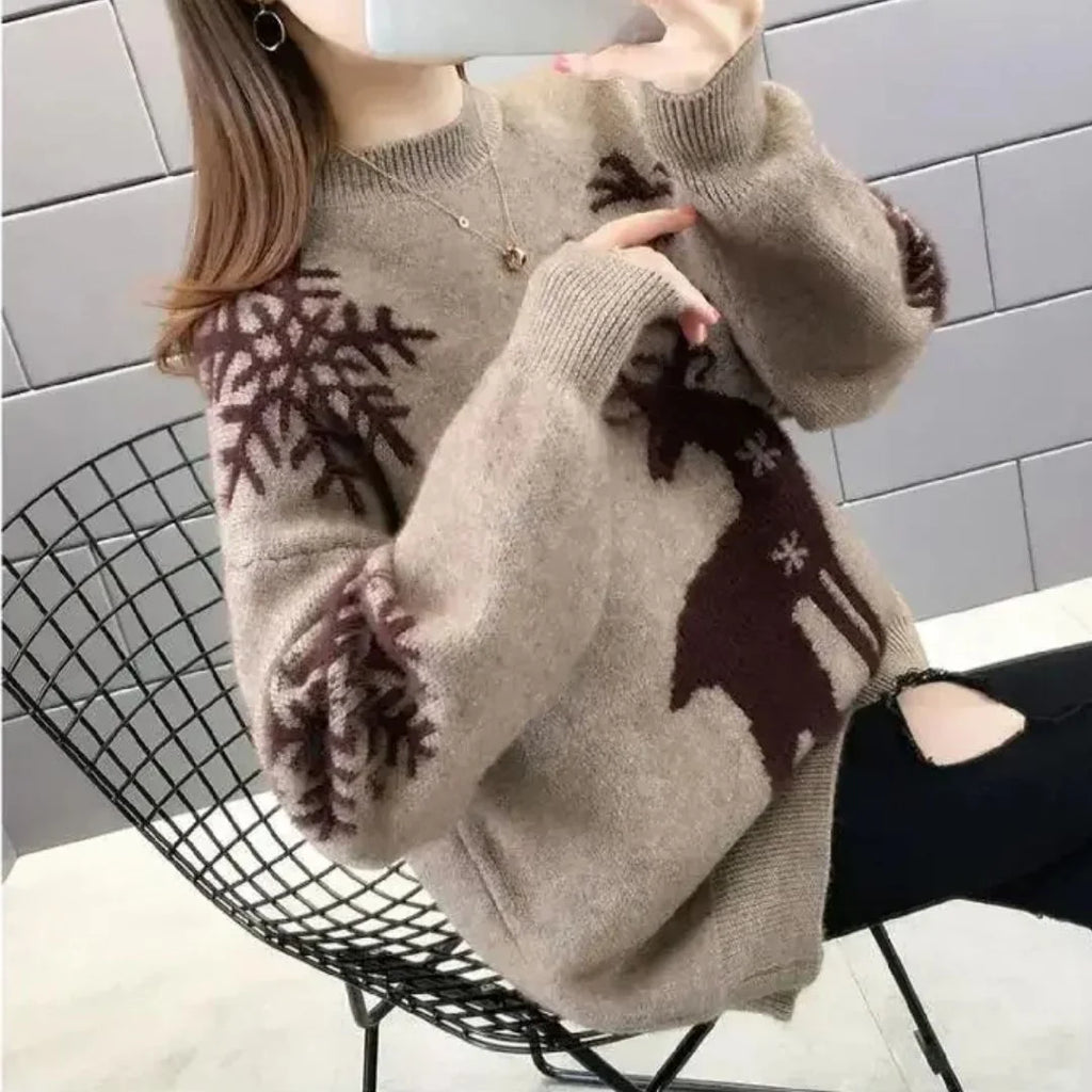 Women’s Winter Sweater with Reindeer Pattern 3
