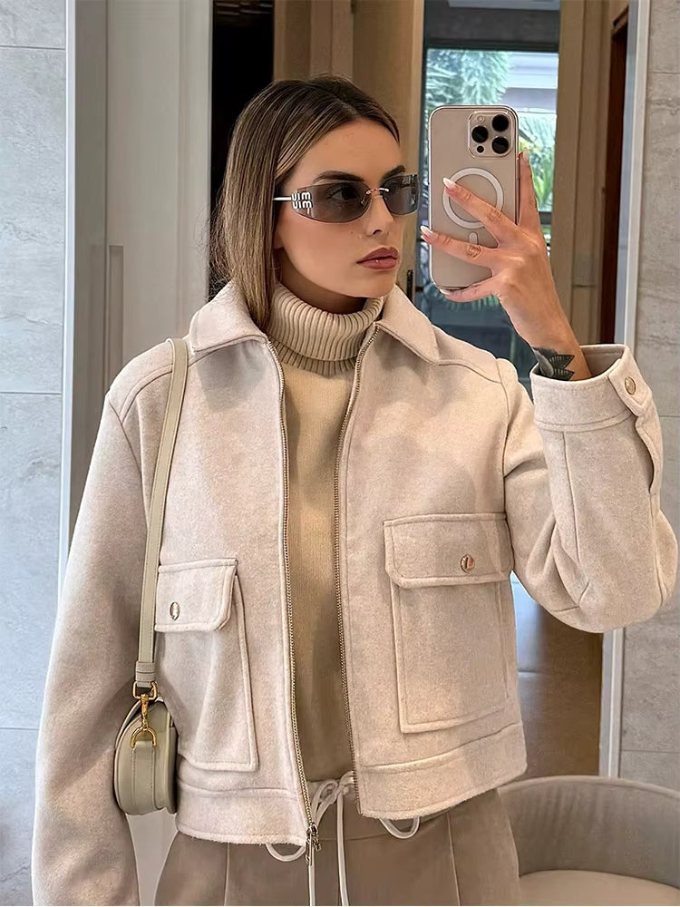 Women's Tweet Long Sleeve Jacket for Casual Wear