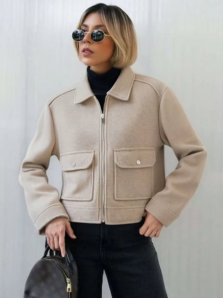 Women's Tweet Long Sleeve Jacket for Casual Wear