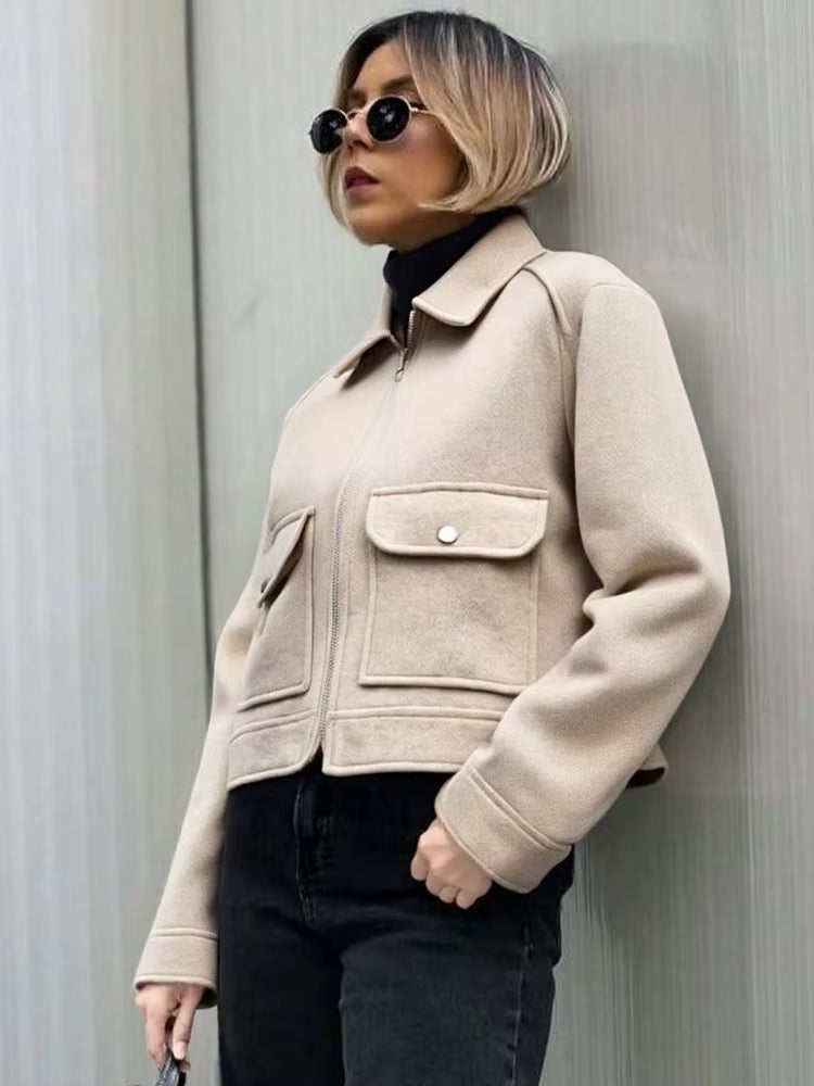 Women's Tweet Long Sleeve Jacket for Casual Wear