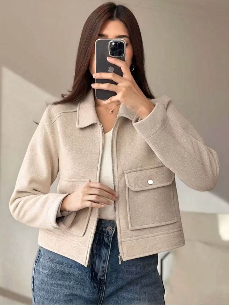 Women's Tweet Long Sleeve Jacket for Casual Wear