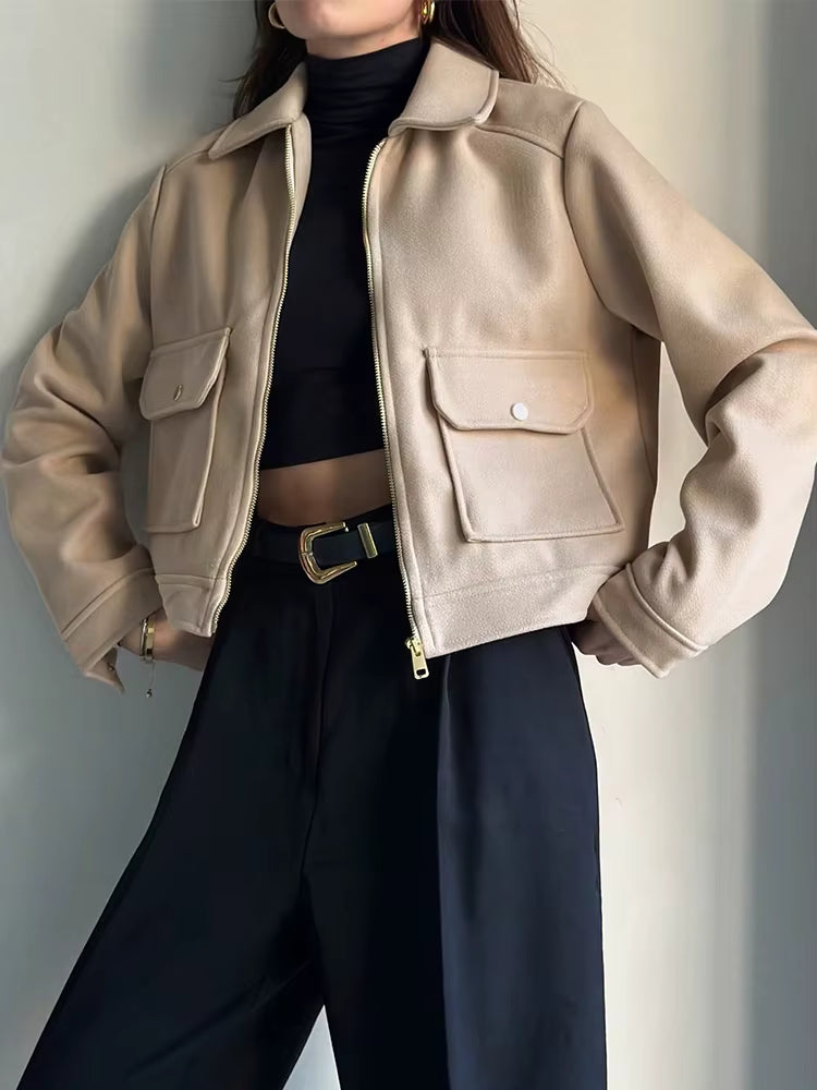 Women's Tweet Long Sleeve Jacket for Casual Wear