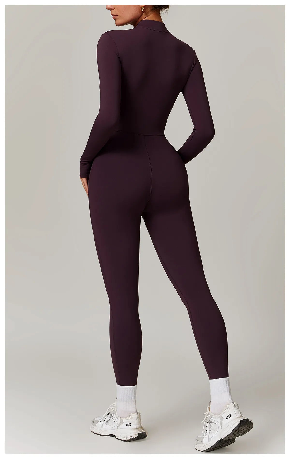 Women's Long Sleeve Zipper Jumpsuit for Fitness Activities