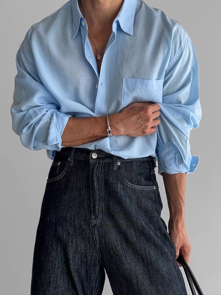 Men's Pocket Design Work Shirt Coat for Casual and Professional Wear