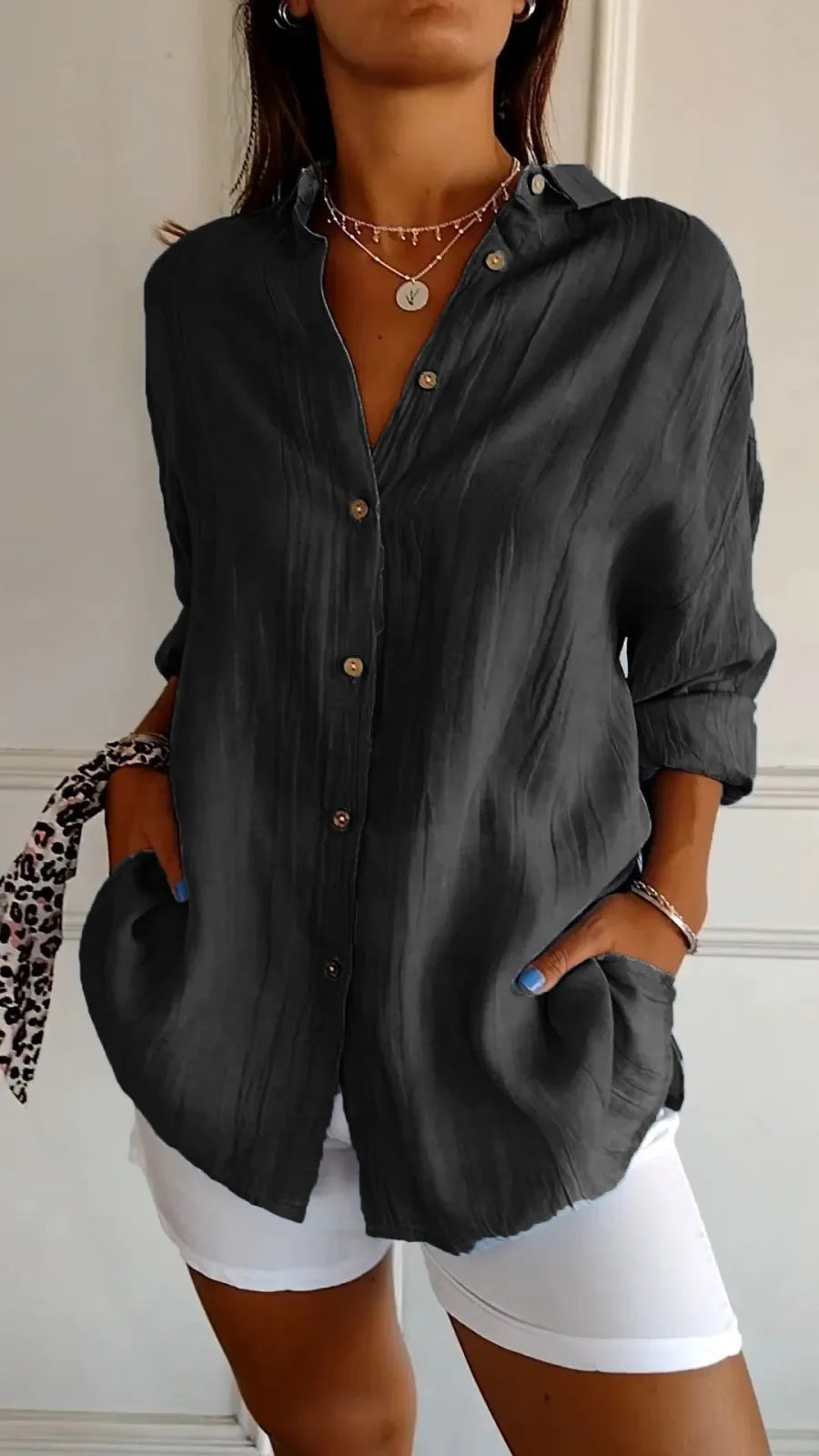 Women's Pleated Long Sleeve Shirt