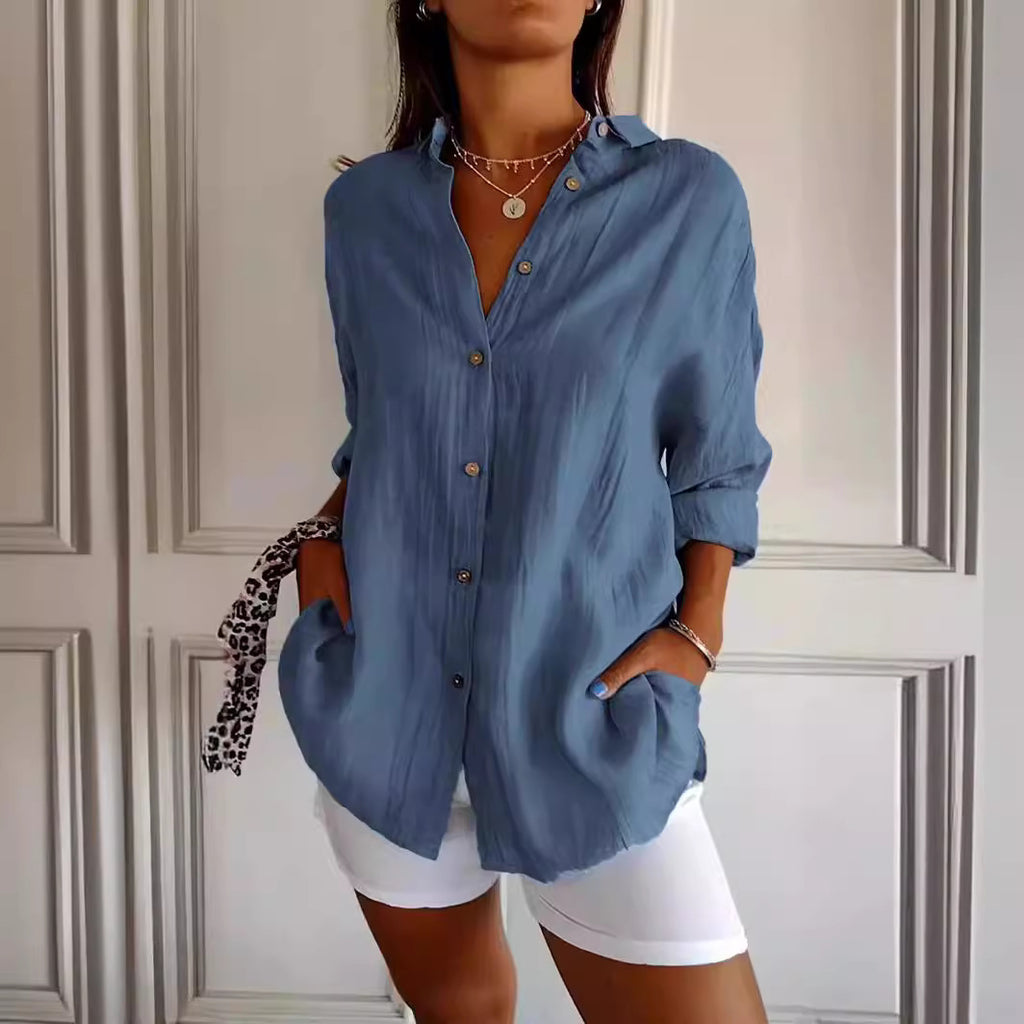 Women's Pleated Long Sleeve Shirt