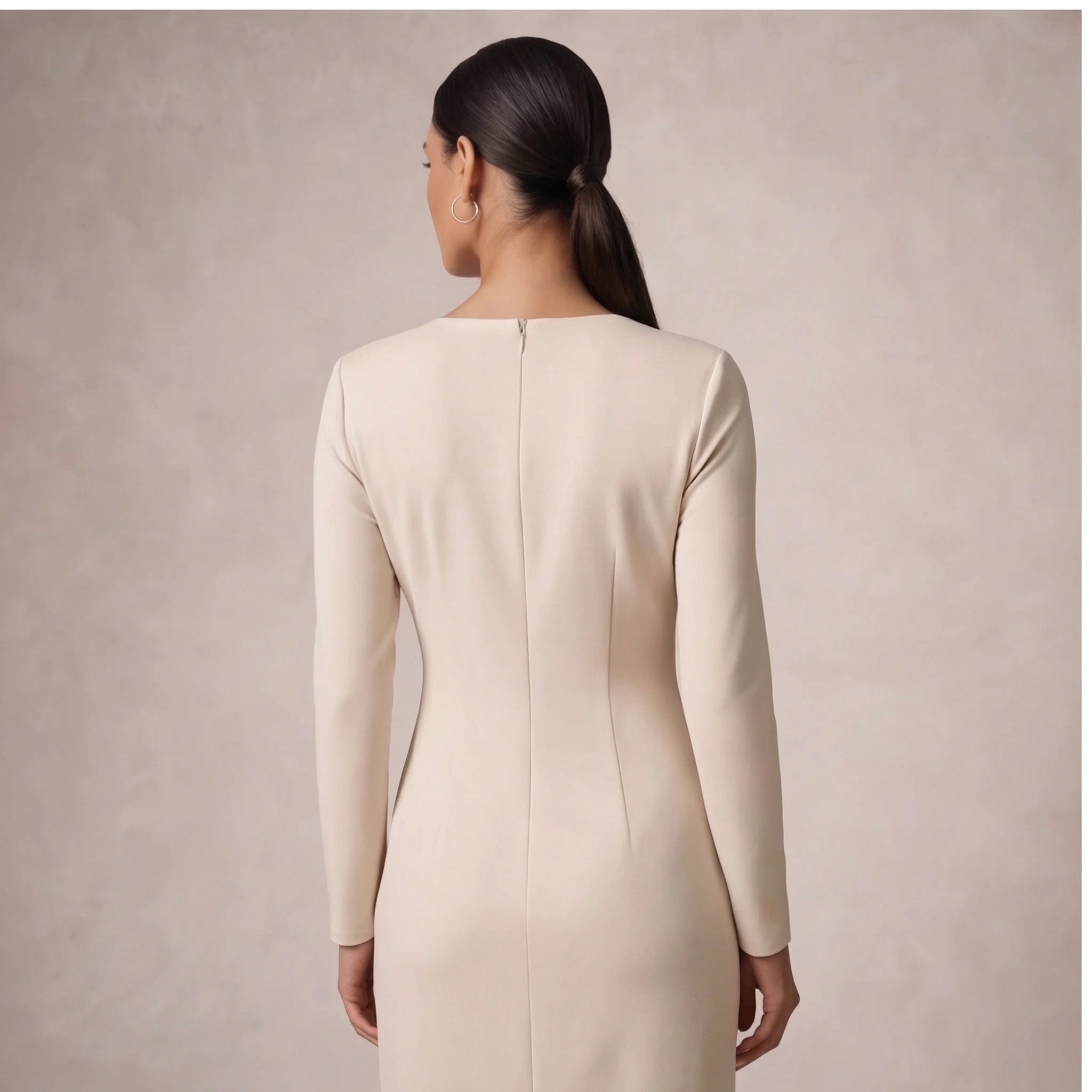 Women's Elegant Wrap Midi Dress with Long Sleeves