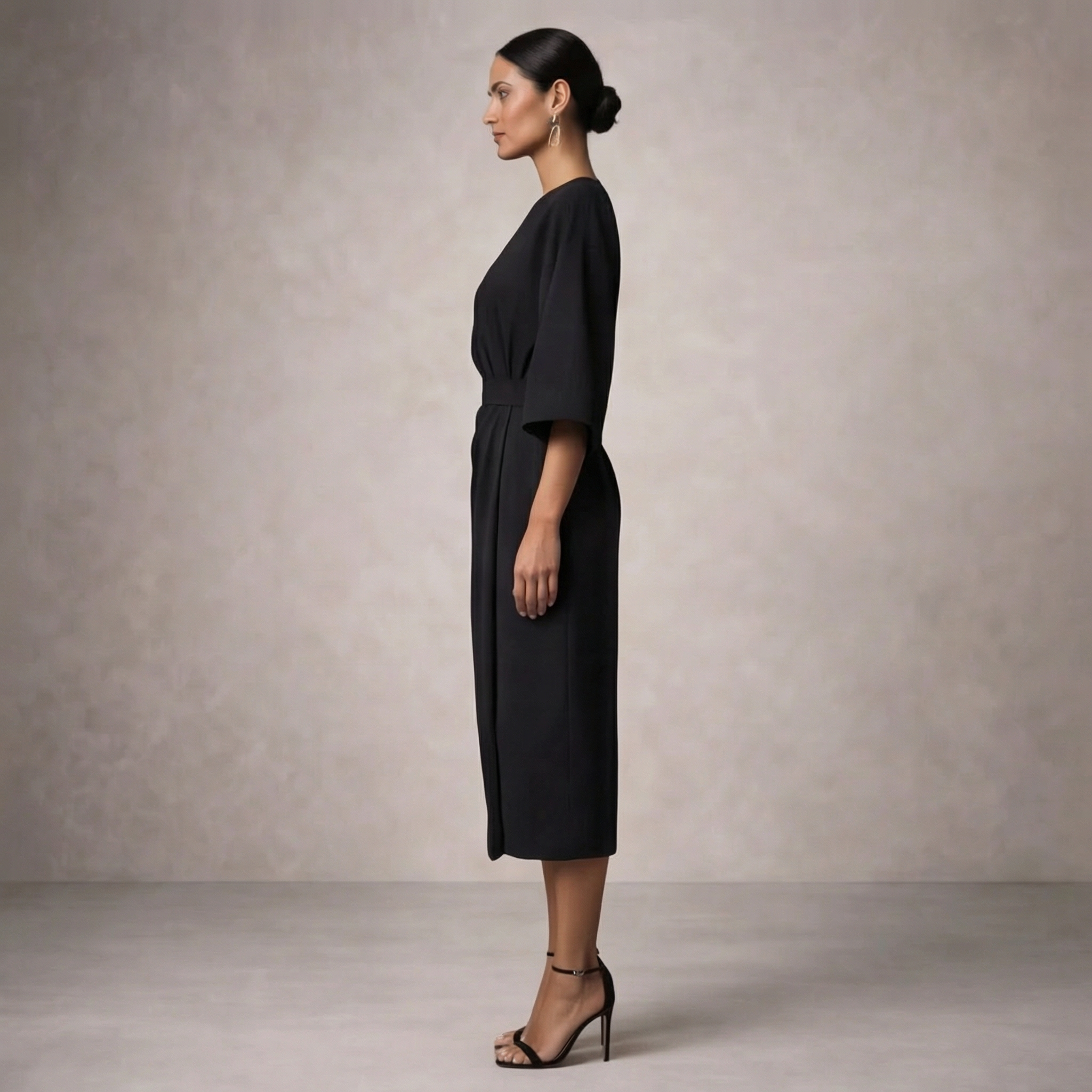 Women's Midi Dress Elegant Design with Waist Belt for Formal and Casual Wear