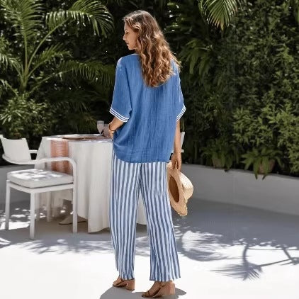 Women's Striped Casual Trousers Outfit