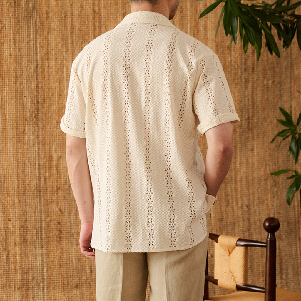 Men's Short-Sleeved Cuban Collar Shirt for Summer Style