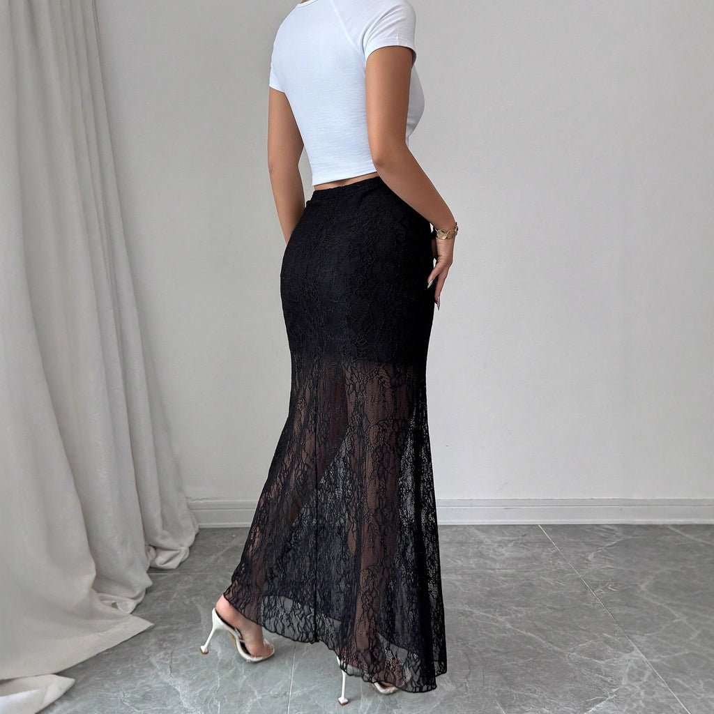 Women's Lace High Waist Sheath Cocktail Skirt