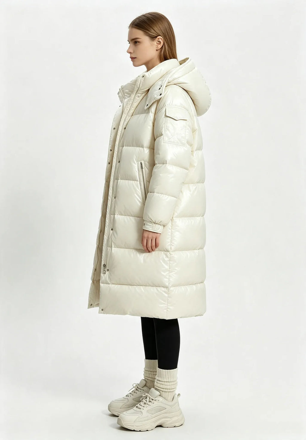 Damen-Winterparka mit Kapuze und Steppung