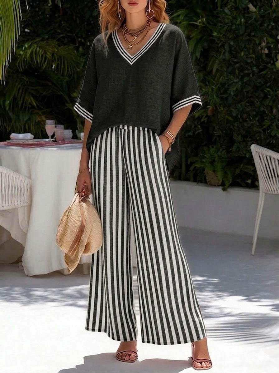 Women's Striped Casual Trousers Outfit