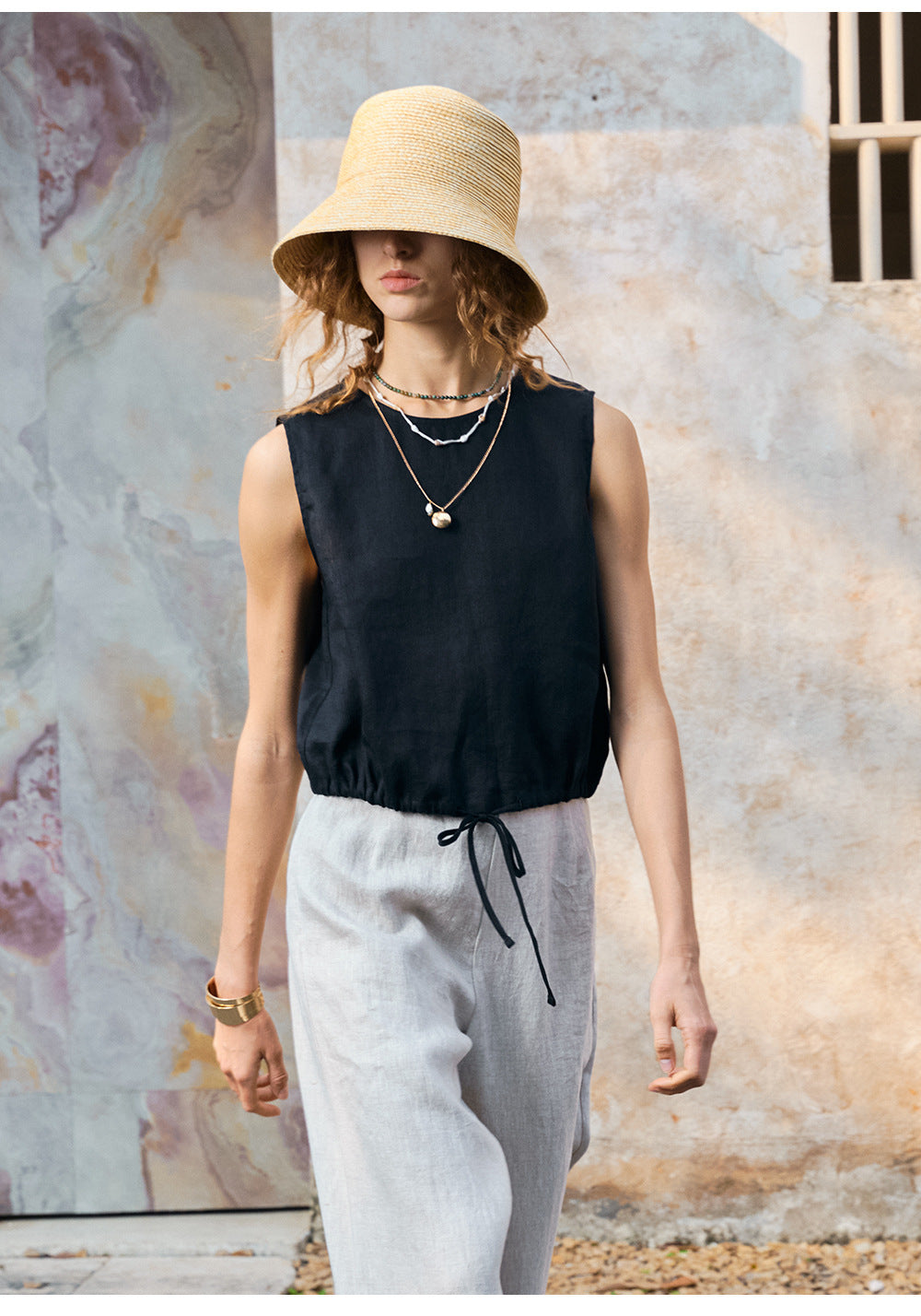 Women's Casual Sleeveless Drawstring Top