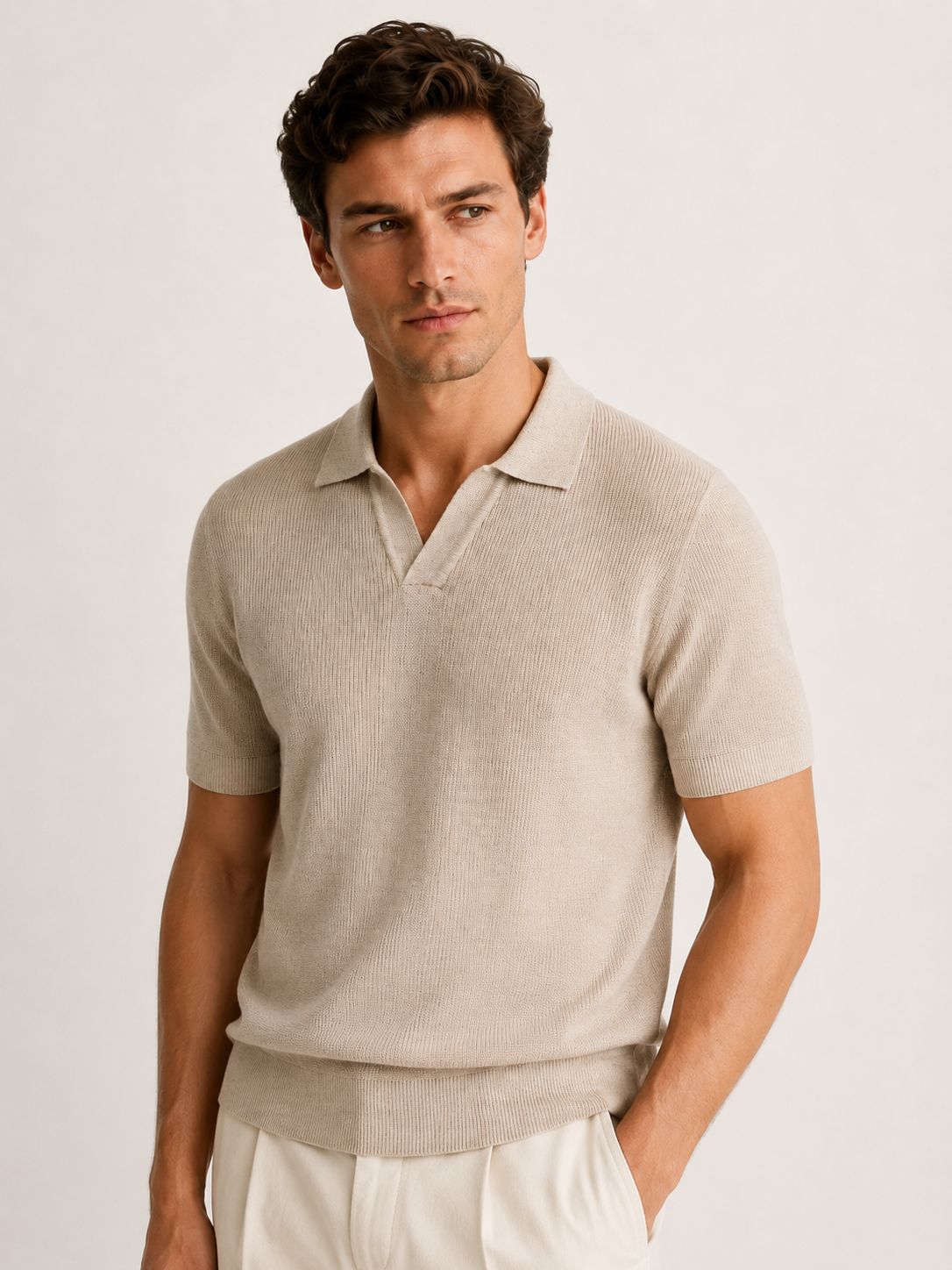 Men's Breathable Linen Blend Polo Shirt