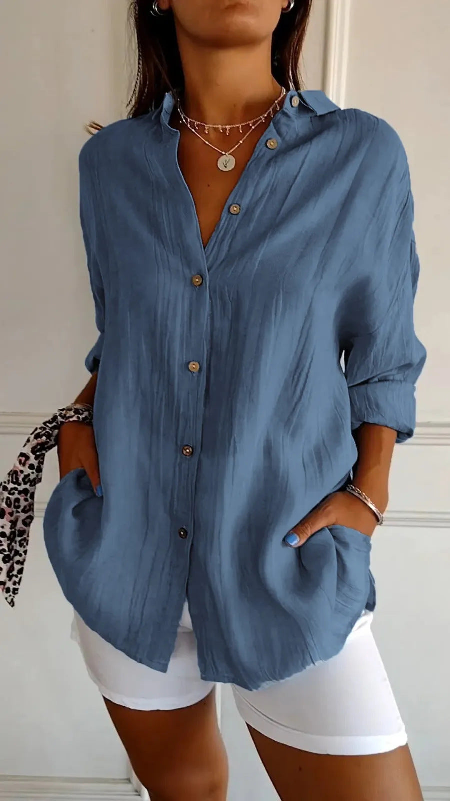 Women's Pleated Long Sleeve Shirt