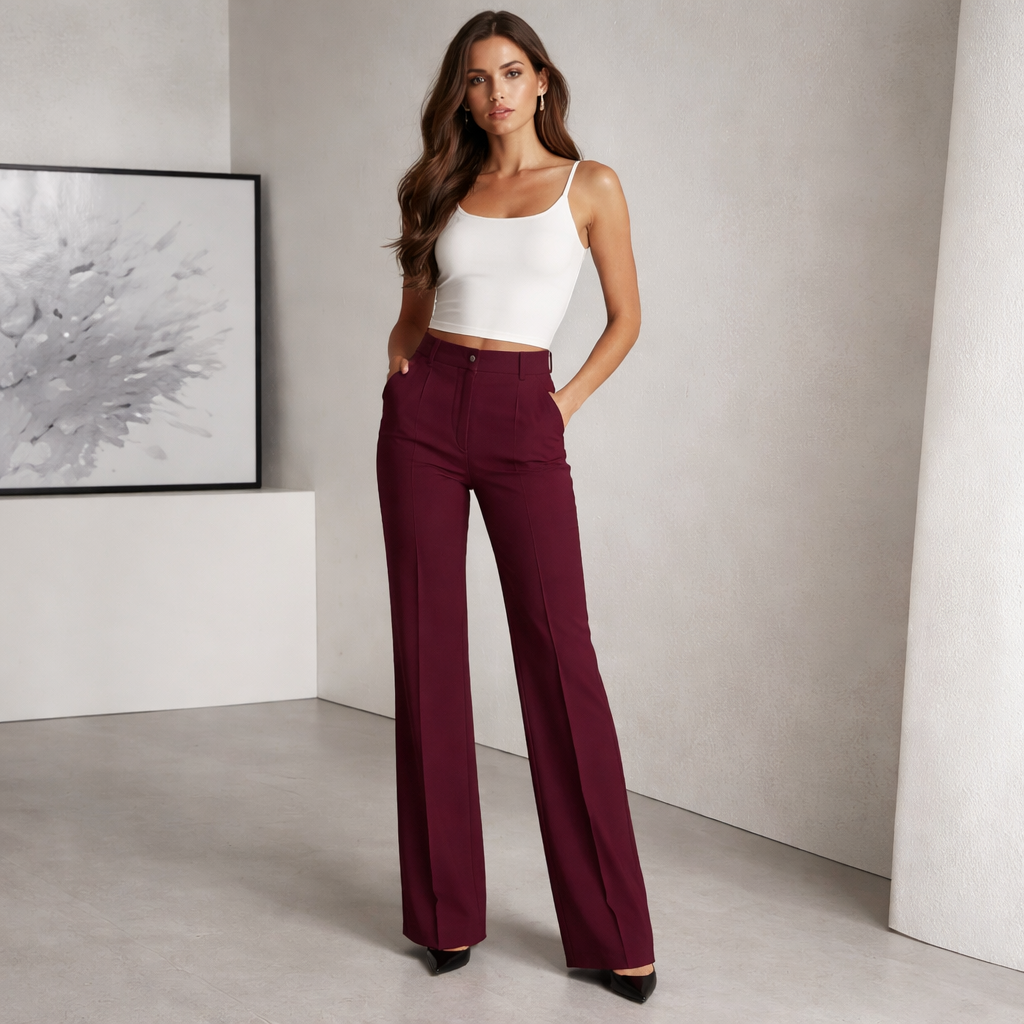 Women's High Waist Straight-Leg Pants