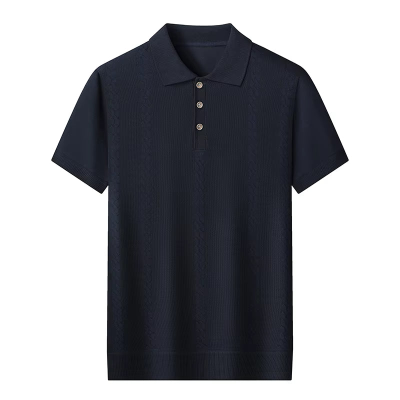 Mens Textured Polo Shirt – Breathable Casual Summer Top
