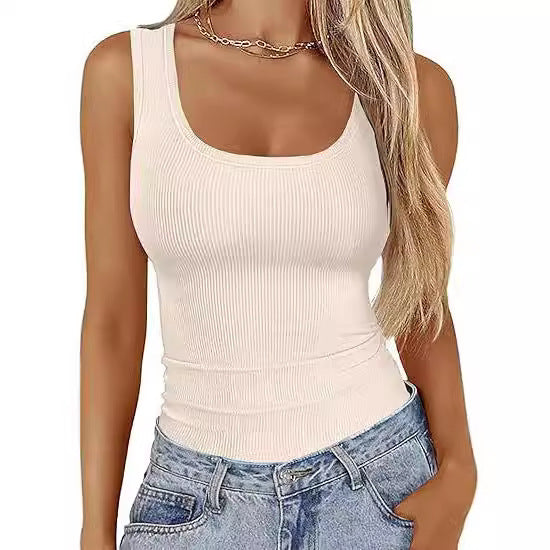 Women's Slim-fit Square-neck Sleeveless Top