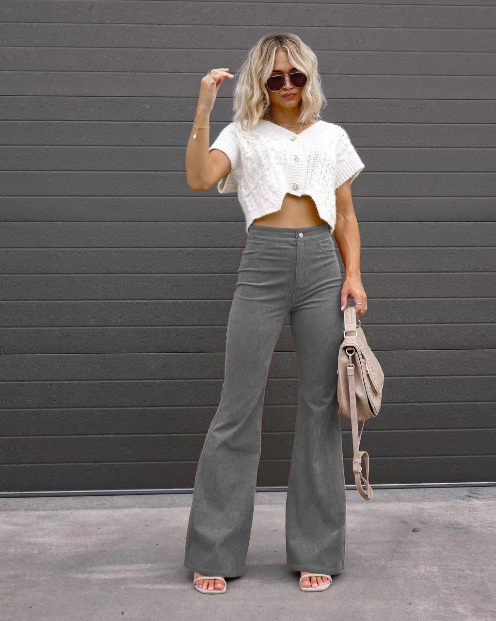 Women's Corduroy Slim-Fit Flared Trousers