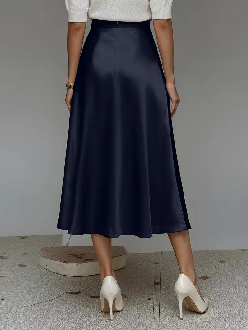 Women's Midi Skirt - Chic Commuter Skirt for Casual and Formal Wear