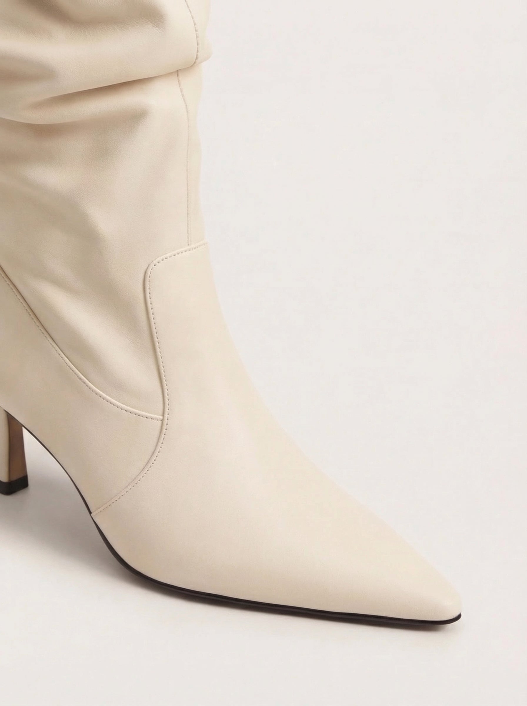 Women's High Heel Boots – Mid-Calf Elegant Style with Soft Wrinkled Shaft